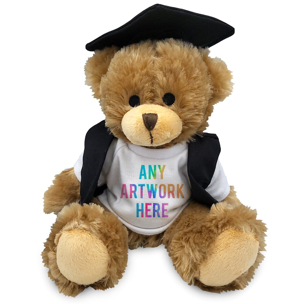 Promotional Charles Jointed Bear in Printed Graduation Outfit - Branded Soft Toys - Large Teddy Bear