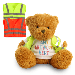 Promotional James II Golden Bear in Custom Hi-Vis Jacket - Printed Soft Toys - Medium Teddy Bear