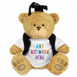 Promotional Edward II Golden Bear in Printed Graduation Outfit - Branded Soft Toys - Extra Large Teddy Bear