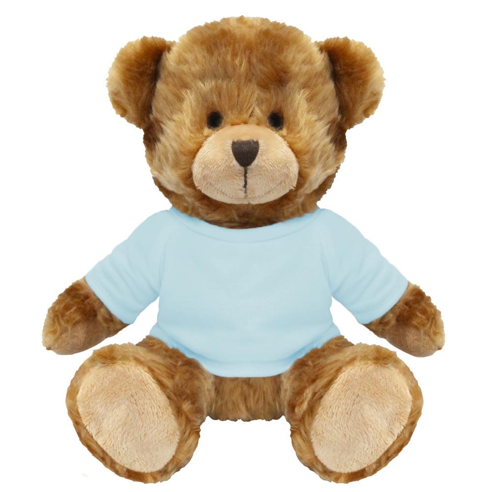 Blank 20cm Charles Jointed Bear - Baby Blue T-Shirt
