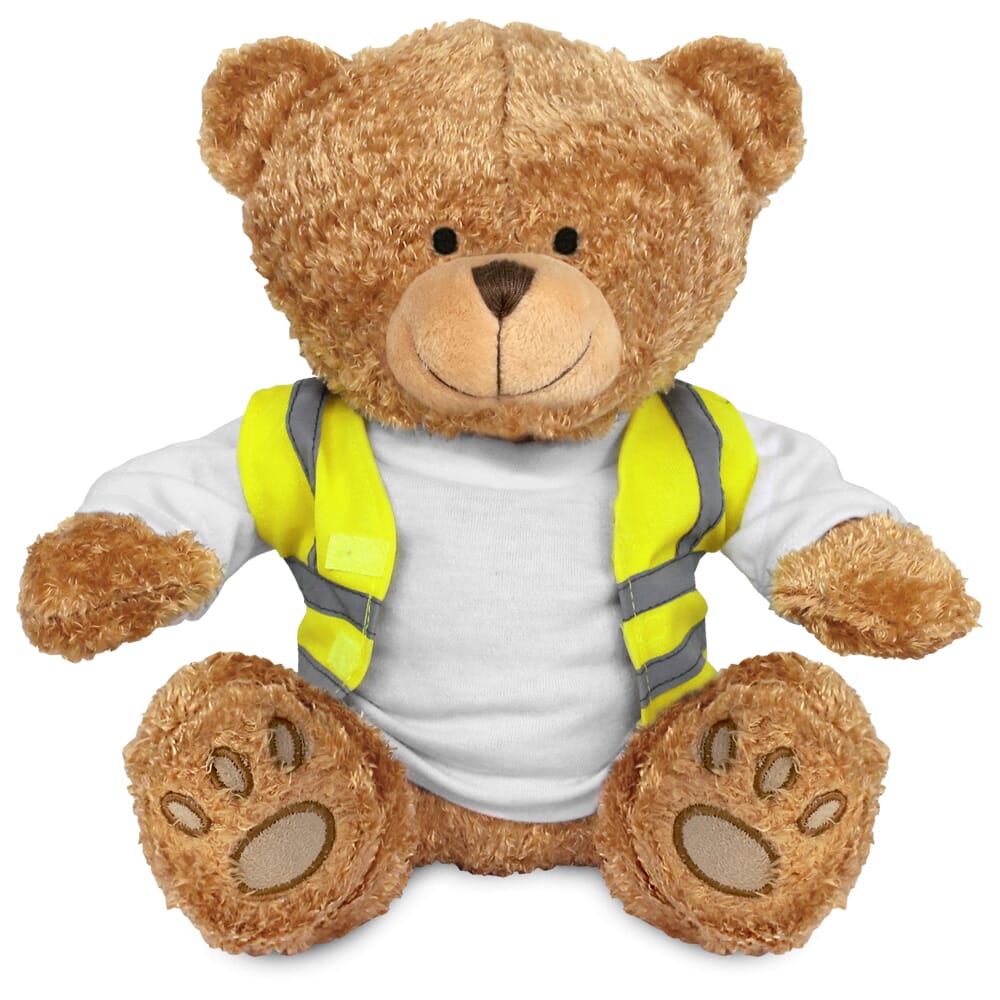 Blank Brown 22cm Edward bear with Hi-Vis Vest