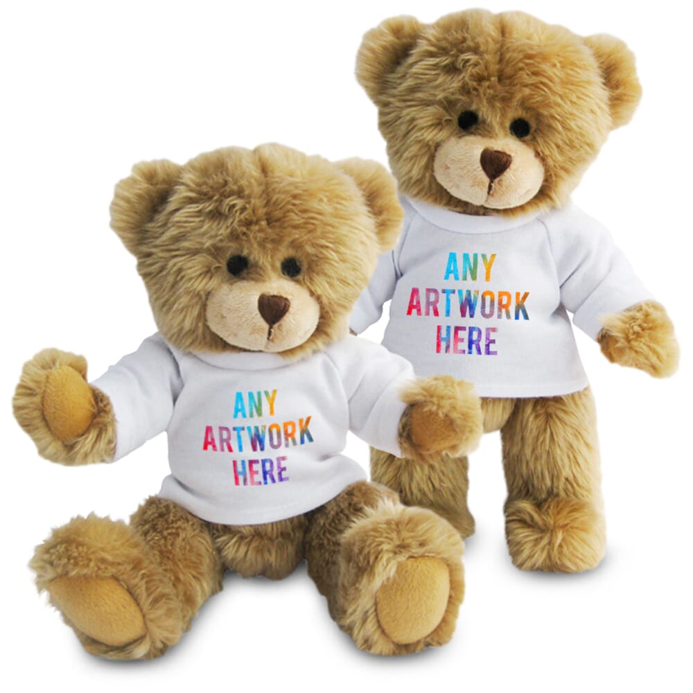 Photo of Promotional Charles Jointed Teddy Bear. Shown in the standing and sitting position. 