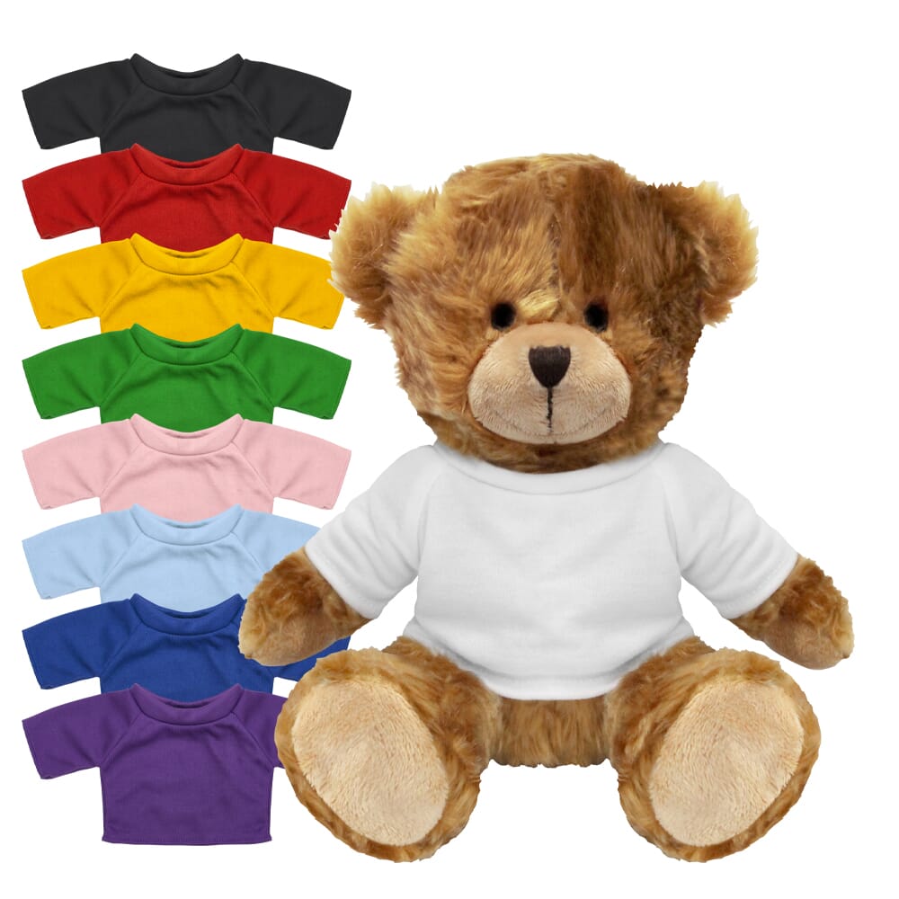 Blank 20cm Charles Jointed bear with Coloured t-shirt