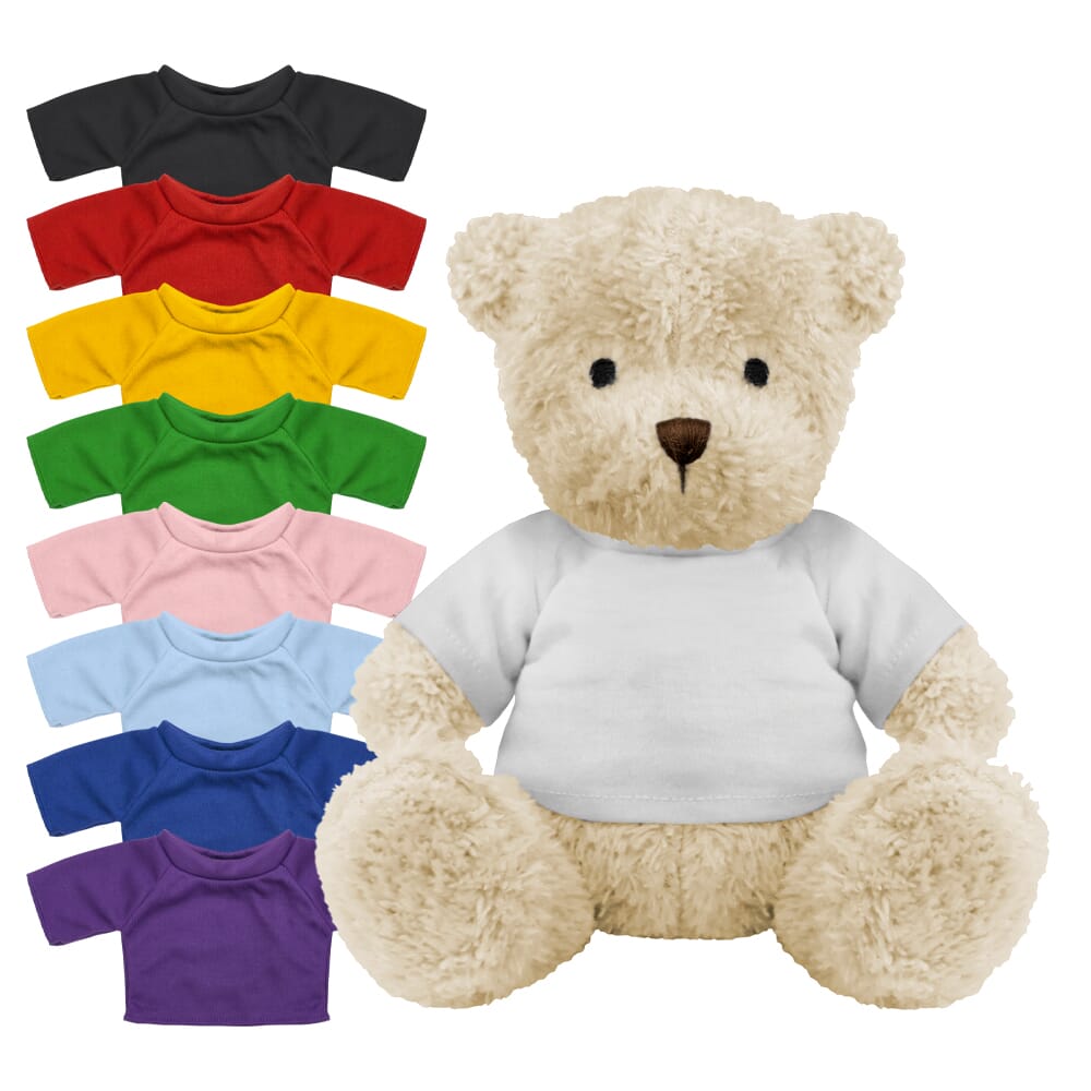 Blank White 18cm James bear with Coloured t-shirt