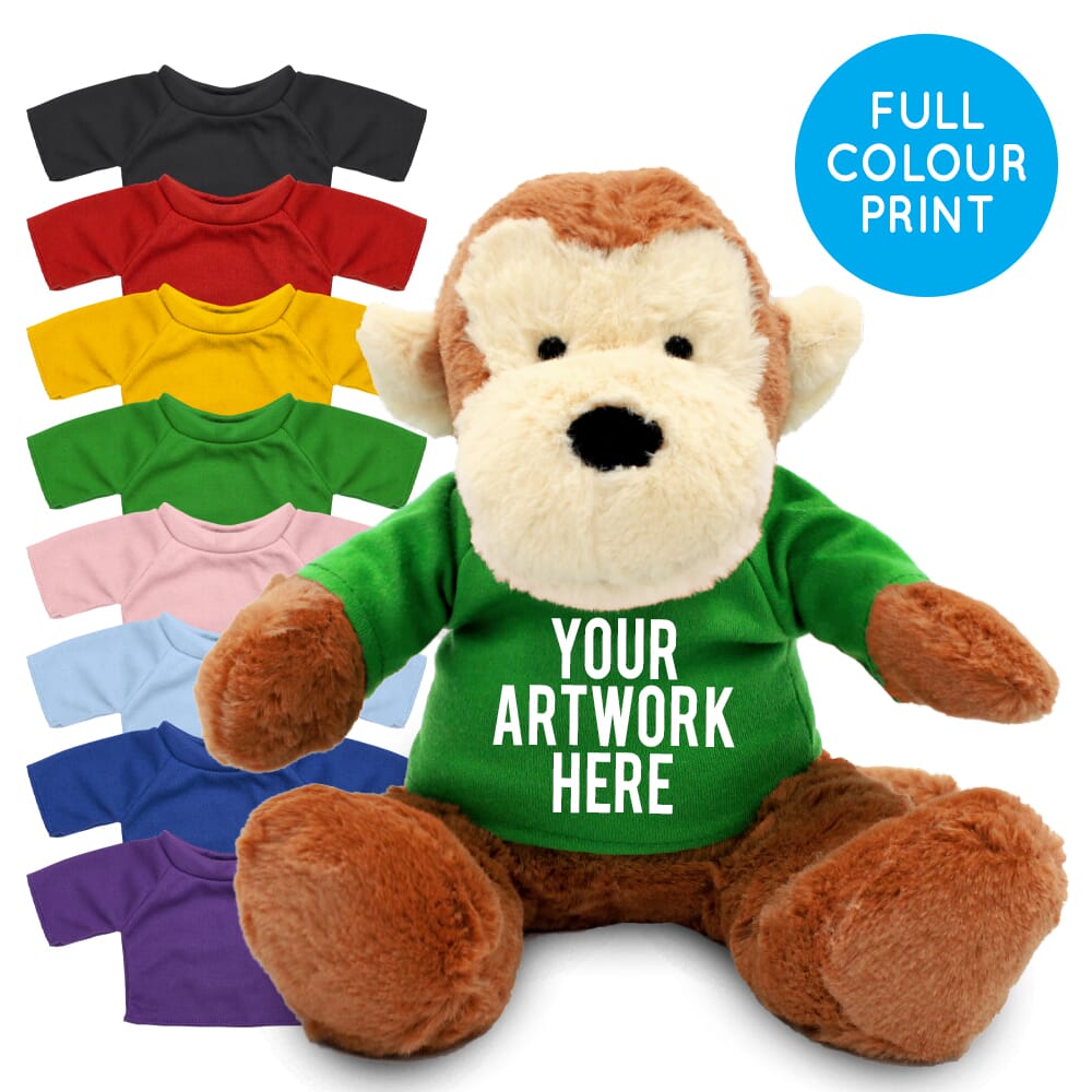 Printed 20cm Max monkey with Coloured t-shirt