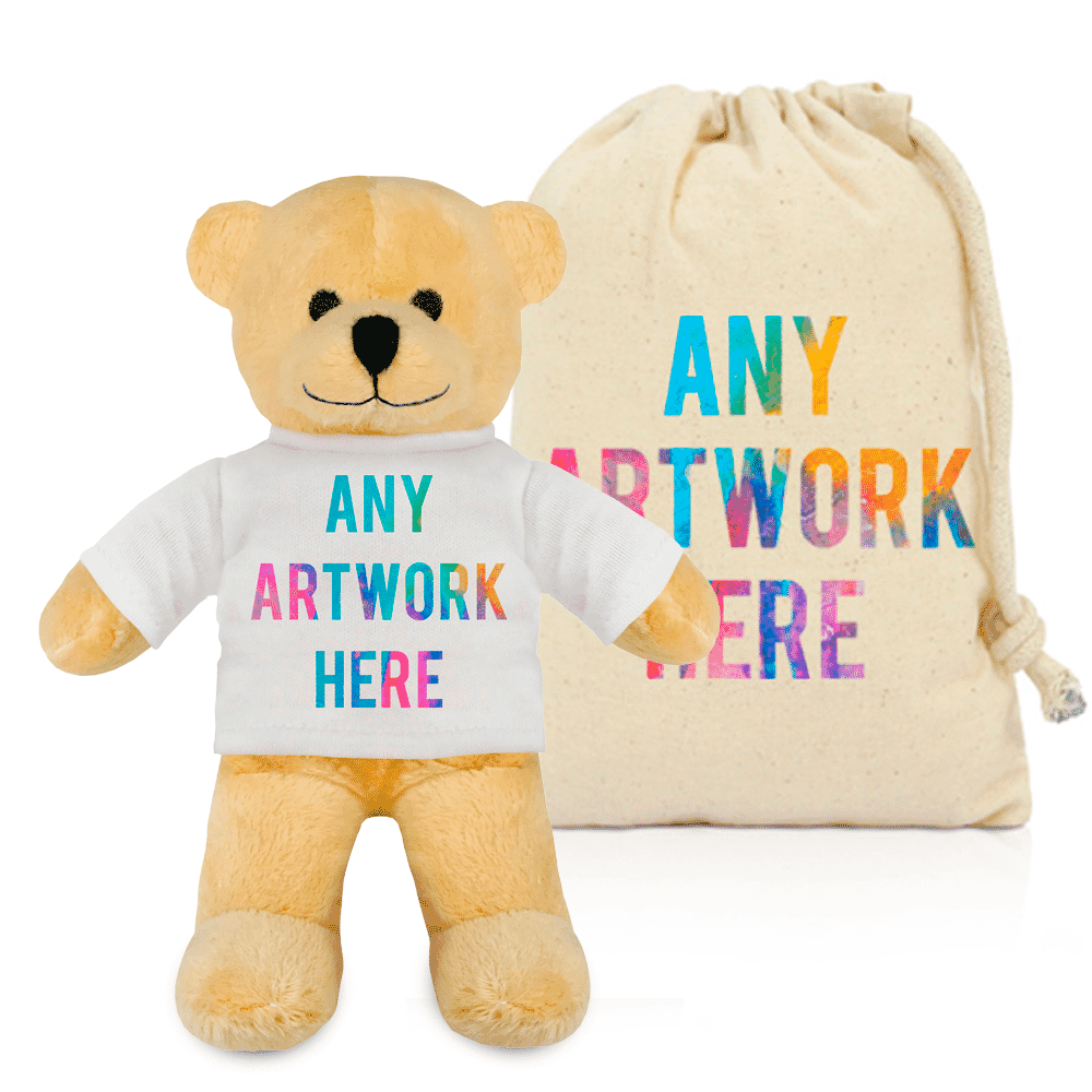 Printed Light Brown Henry Bear & Drawstring Bag Combo