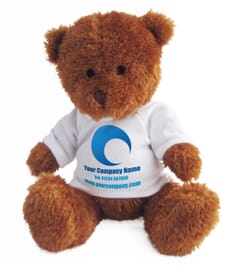 A promotional soft toy teddy bear with a friendly expression on its face. The toy is made of high-quality materials and is perfect for children and adults alike