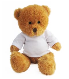 A medium sized blank soft toy teddy bear suitable for Dye-Sub and transfer printing. The toy is made of high-quality materials and is perfect for children and adults alike.