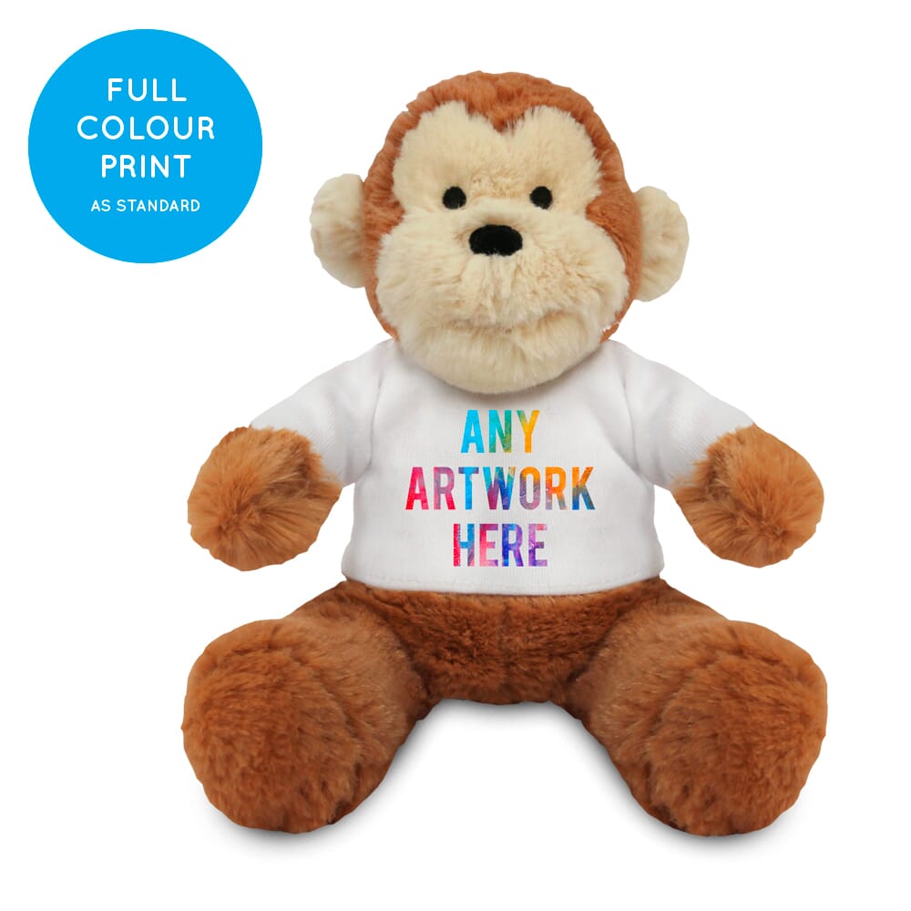 Promotional Max Monkey Plush Toy 15cm - Printed Soft Toys - Small Soft Toy - Full Colour Print as standard