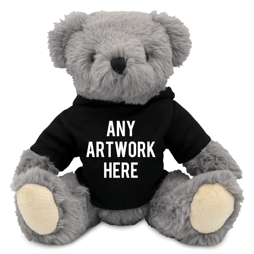 20cm Archie Jointed bear with printed Black Hoody