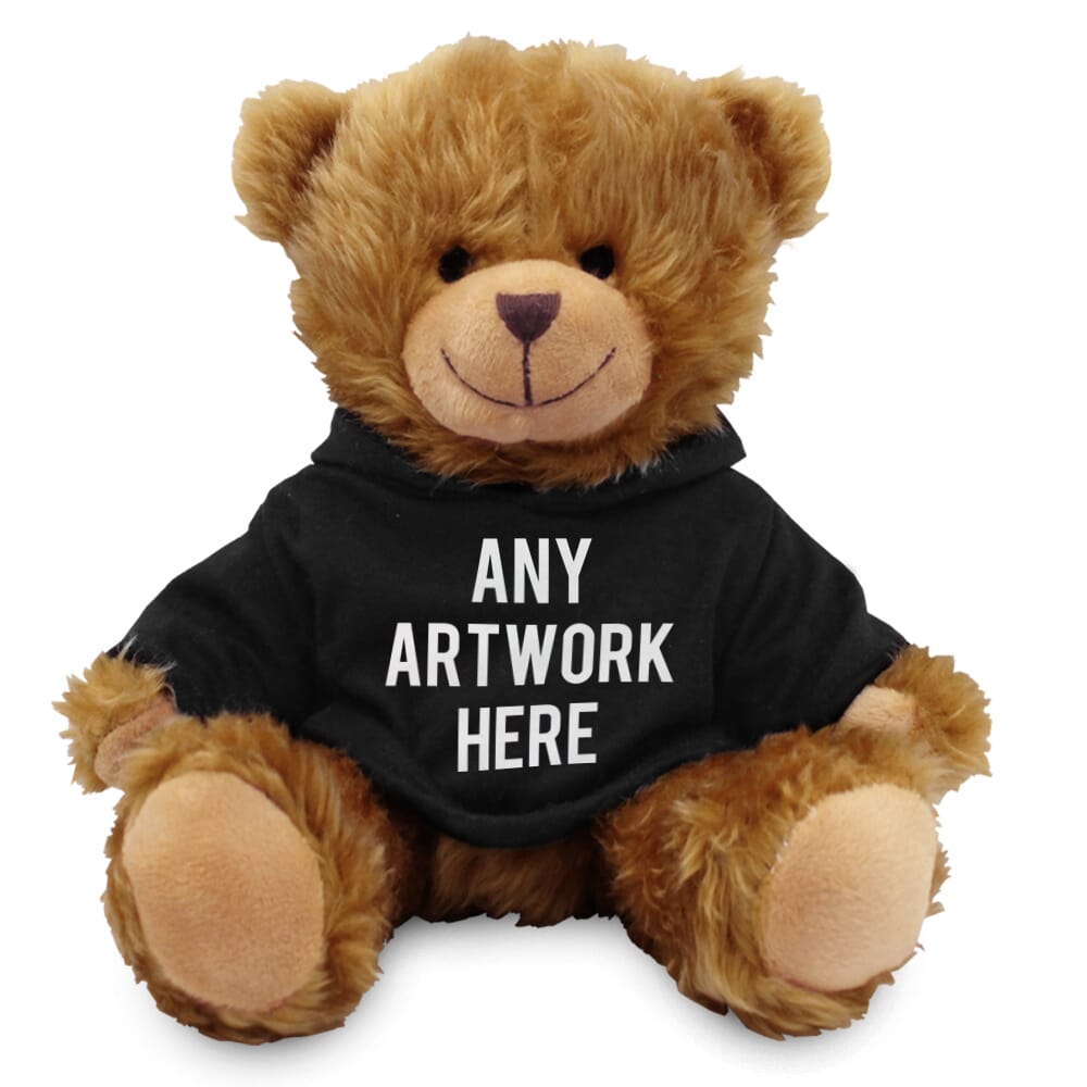 20cm Charles Jointed bear with printed Black Hoody