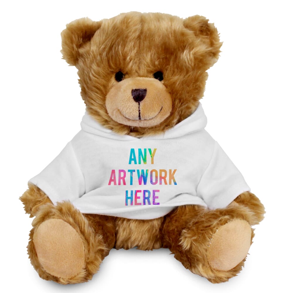 20cm Charles Jointed bear with printed White Hoody