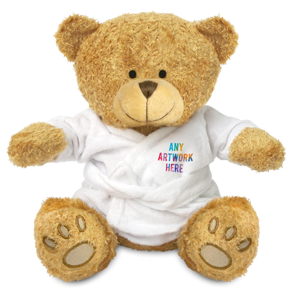 Printed Golden 22cm Edward bear with Dressing Gown