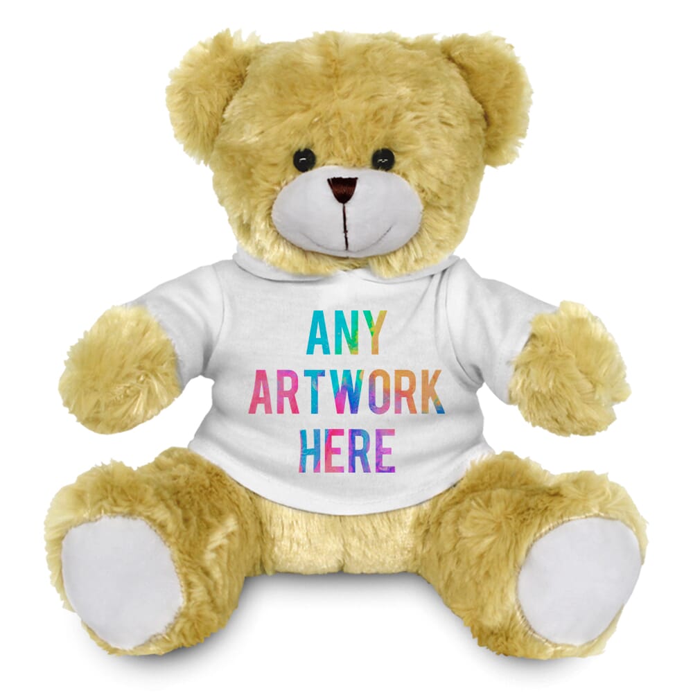 25cm Elizabeth bear with printed White Hoody