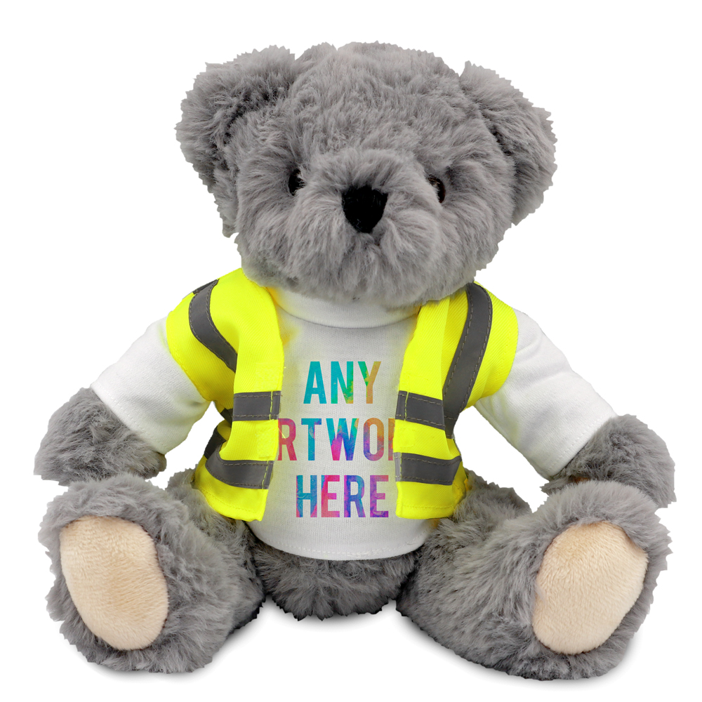 Printed 20cm Archie Jointed Bear with Hi-Vis Vest 