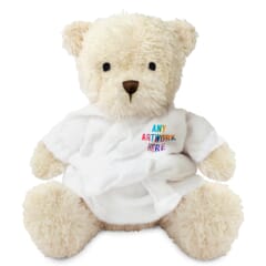 Printed White 18cm James bear with Dressing Gown