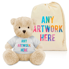 Printed White James Bear & Drawstring Bag Combo
