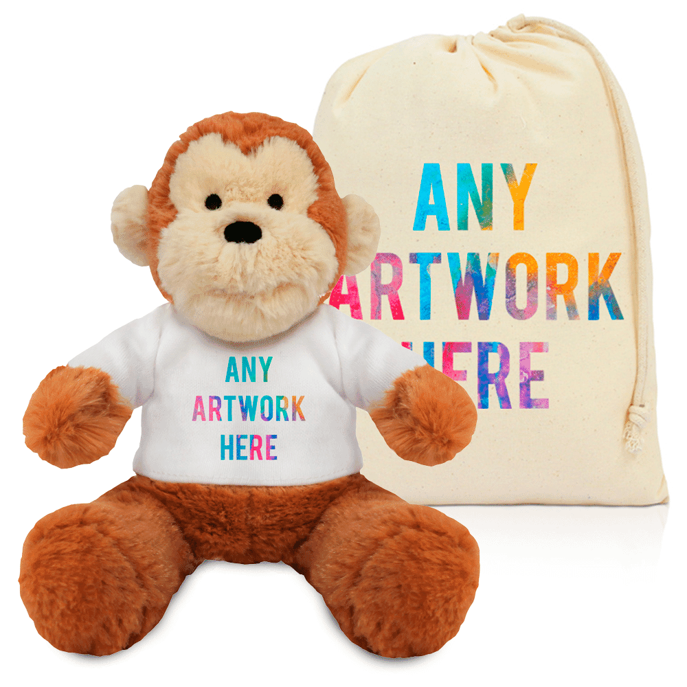 Printed 20cm Max Monkey & Drawstring Bag Combo