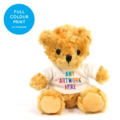 Promotional Victoria Golden Teddy Bear 13cm - Printed Soft Toys - Small Soft Toy - Full Colour Print as standard