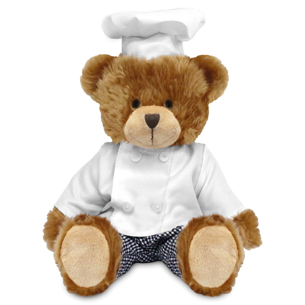 Promotional Charles Jointed Bear in Blank Chef Outfit - Branded Soft Toys - Large Teddy Bear