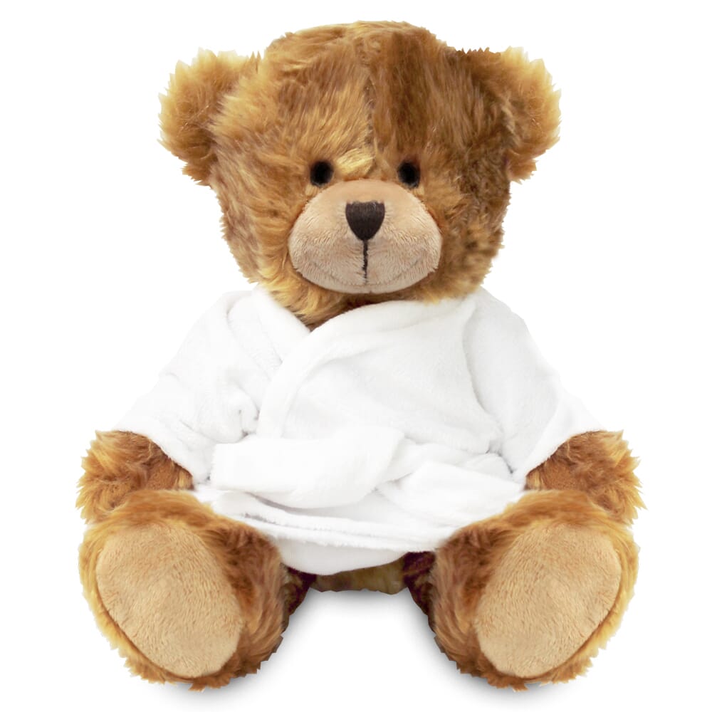 Promotional Charles Jointed Bear in Blank Dressing Gown - Branded Soft Toys - Large Teddy Bear