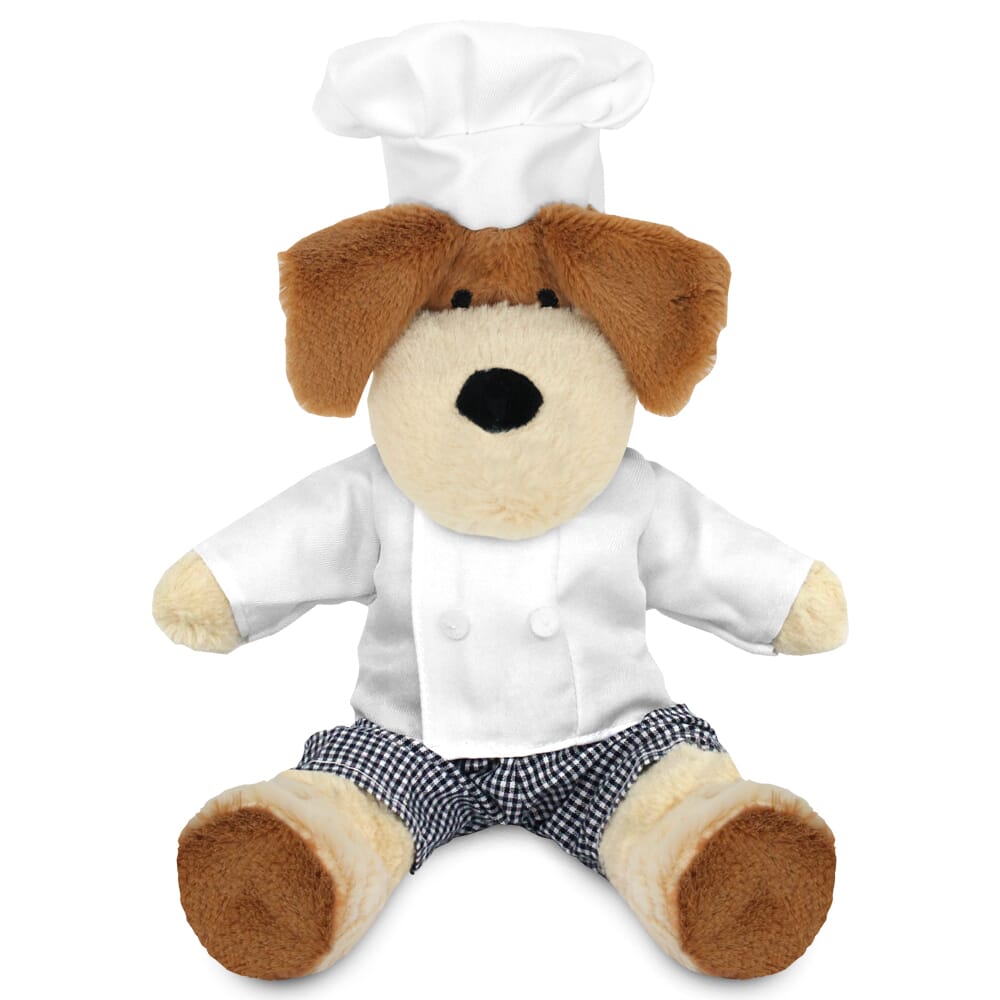 Promotional Darcy Dog Plush Toy in Blank Chef Outfit - Branded Soft Toys - Large Teddy Bear