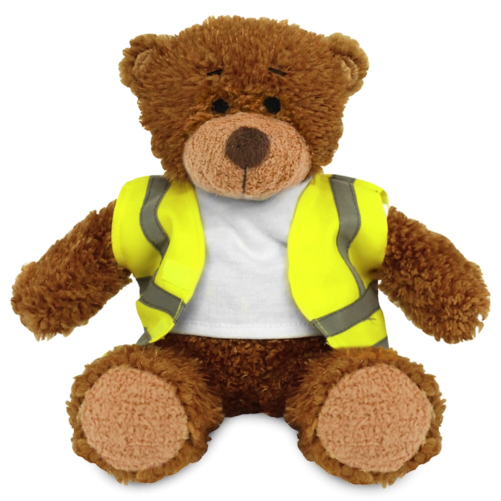 Promotional Anne Bear in Custom Hi-Vis Jacket - Blank Soft Toys - Medium Teddy Bear