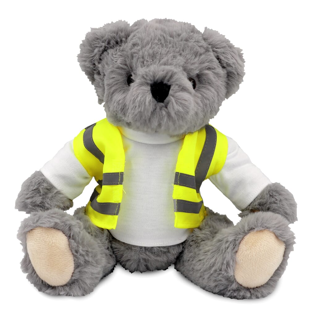 Promotional Archie Jointed Bear in Custom Hi-Vis Jacket - Blank Soft Toys - Large Teddy Bear