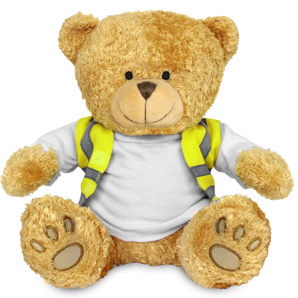 Promotional Edward II Golden Bear in Custom Hi-Vis Jacket - Blank Soft Toys - Extra Large Teddy Bear