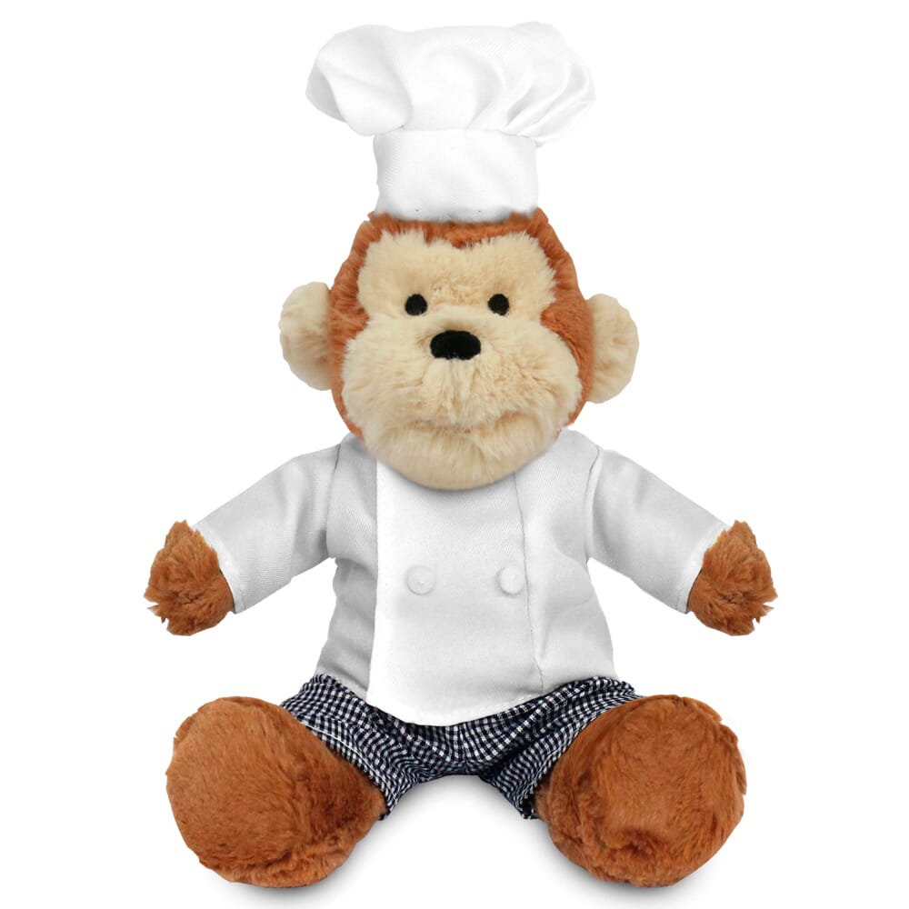 Promotional Max Monkey Plush Toy in Blank Chef Outfit - Branded Soft Toys - Large Teddy Bear