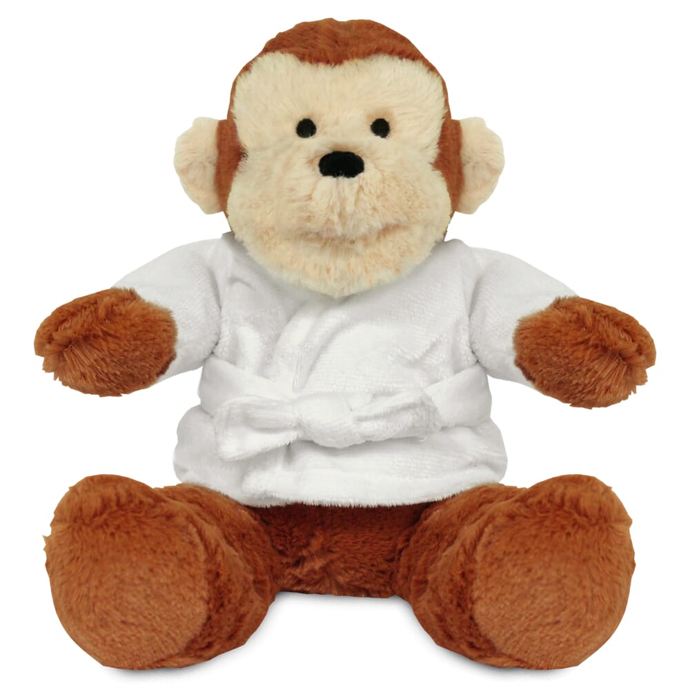 Promotional Max Monkey Plush Toy in Blank Dressing Gown - Branded Soft Toys - Large Teddy Bear