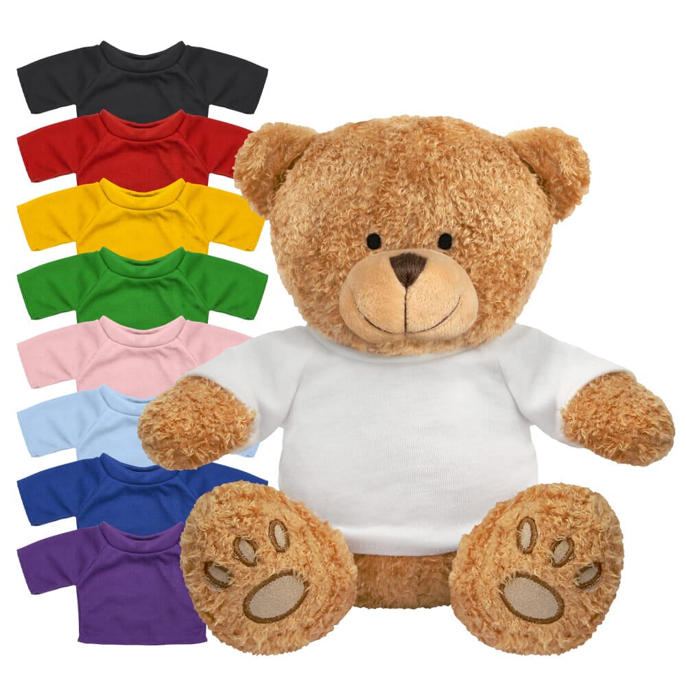 Promotional Edward I Brown Bear in Blank Coloured T-shirt - Branded Soft Toys - Extra Large Teddy Bear