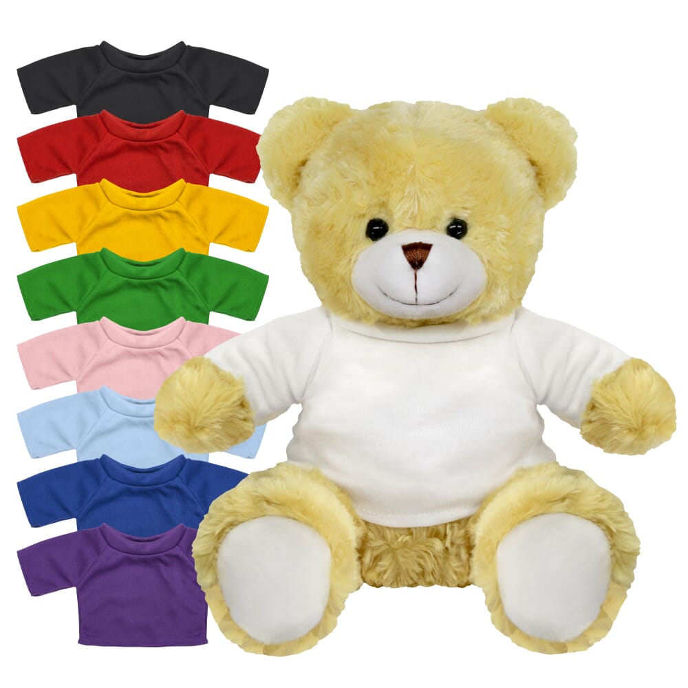 Promotional Elizabeth 25cm Bear in Blank Coloured T-shirt - Branded Soft Toys - Extra Large Teddy Bear