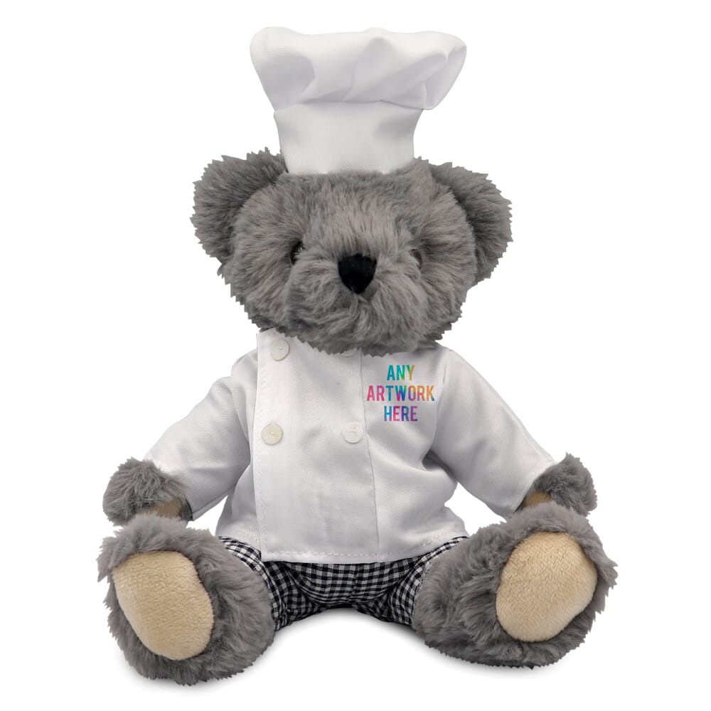 Promotional Archie Jointed Bear in Printed Chef Outfit - Branded Soft Toys - LargeTeddy Bear
