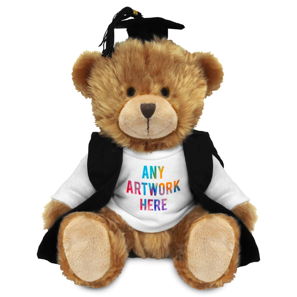 Promotional Charles Jointed Bear in Printed Graduation Outfit - Branded Soft Toys - Large Teddy Bear