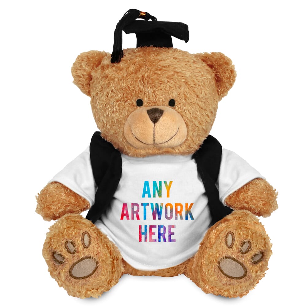 Promotional Edward I Brown Bear in Printed Graduation Outfit - Branded Soft Toys - Extra Large Teddy Bear