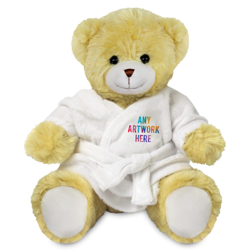 Promotional Elizabeth Bear in Printed Dressing Gown - Branded Soft Toys - Large Teddy Bear