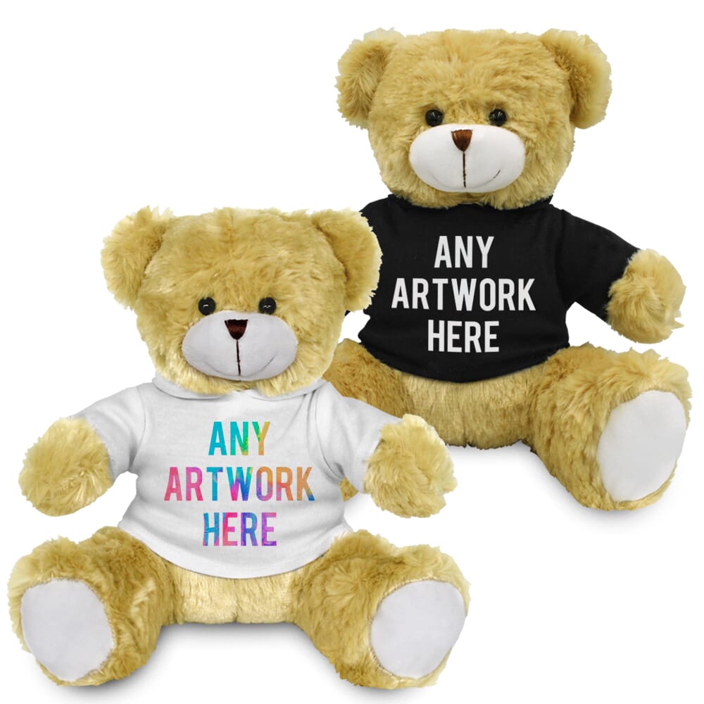 Promotional 25cm Elizabeth Bear in Printed Hoody - Branded Soft Toys - Extra Large Teddy Bear