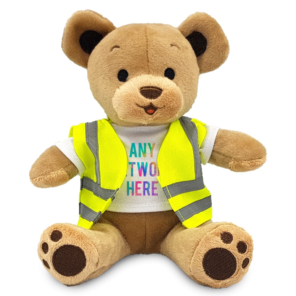 Promotional Beatrice Bear in Custom Hi-Vis Jacket - Printed Soft Toys - Medium Teddy Bear