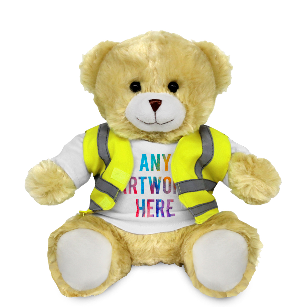 Promotional Elizabeth 20cm Light Bear in Custom Hi-Vis Jacket - Printed Soft Toys - Large Teddy Bear