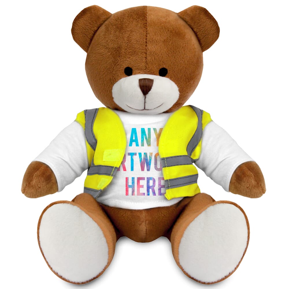 Promotional Richard Bear in Custom Hi-Vis Jacket - Printed Soft Toys - Large Teddy Bear