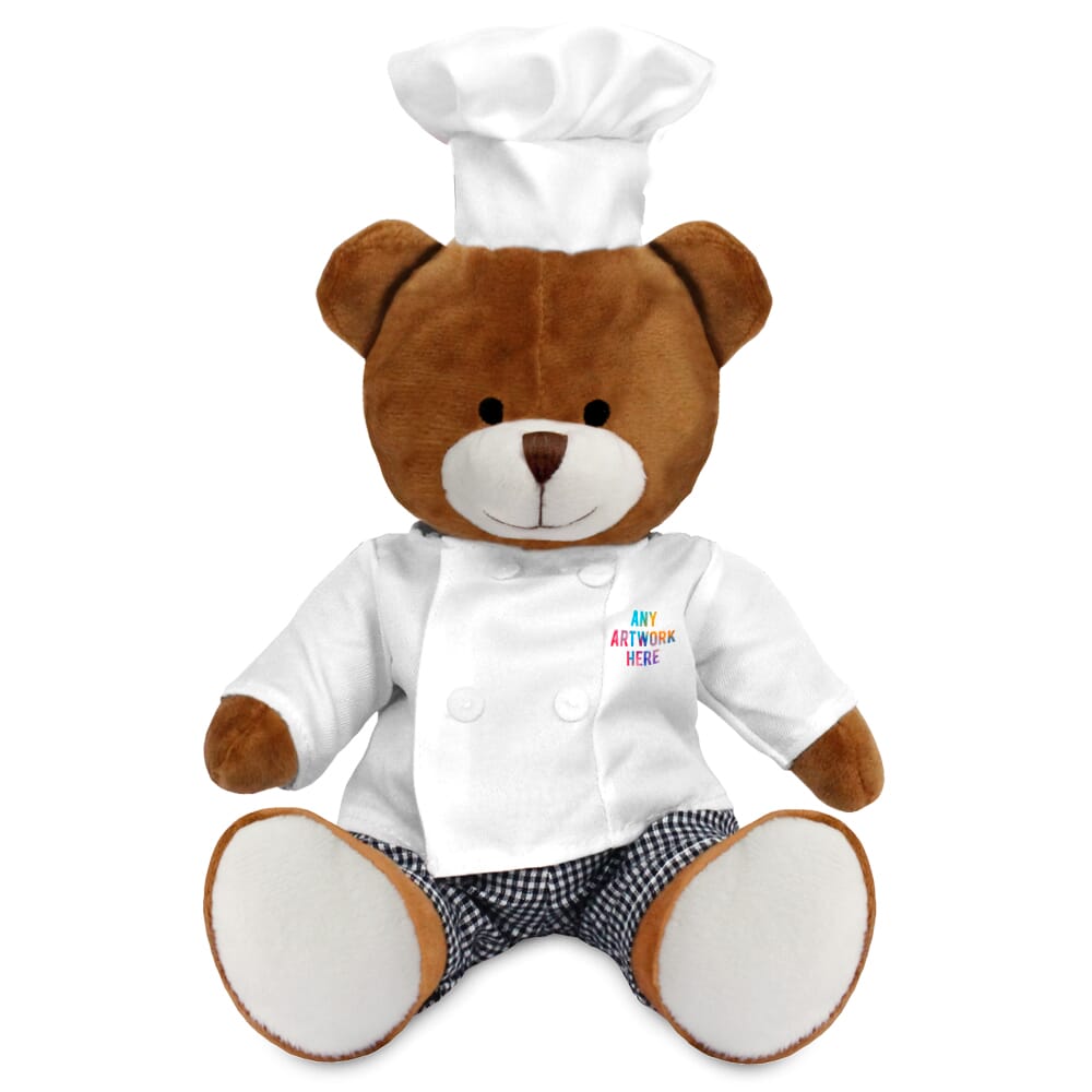 Promotional Richard Bear in Printed Chef Outfit - Branded Soft Toys - Large Teddy Bear