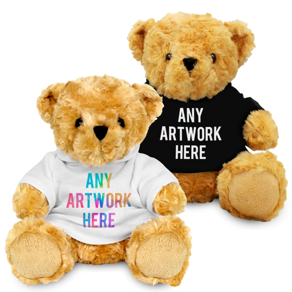 Promotional Victoria Bear in Printed Hoody - Branded Soft Toys - Large Teddy Bear