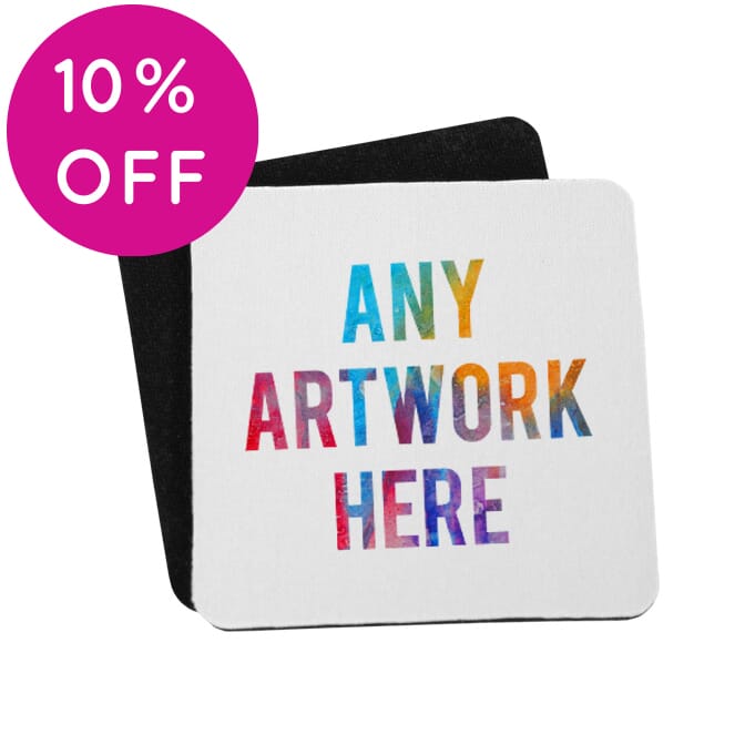 Printed Coasters with rubber base - Branded Fabric Coasters - Square Coasters